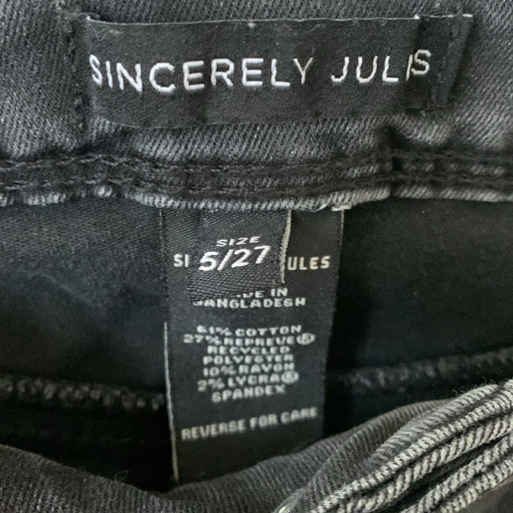 Sincerely Jules Black Flare Wide Leg Jeans High Waisted and FrayHem women SZ 27 - Picture 5 of 14